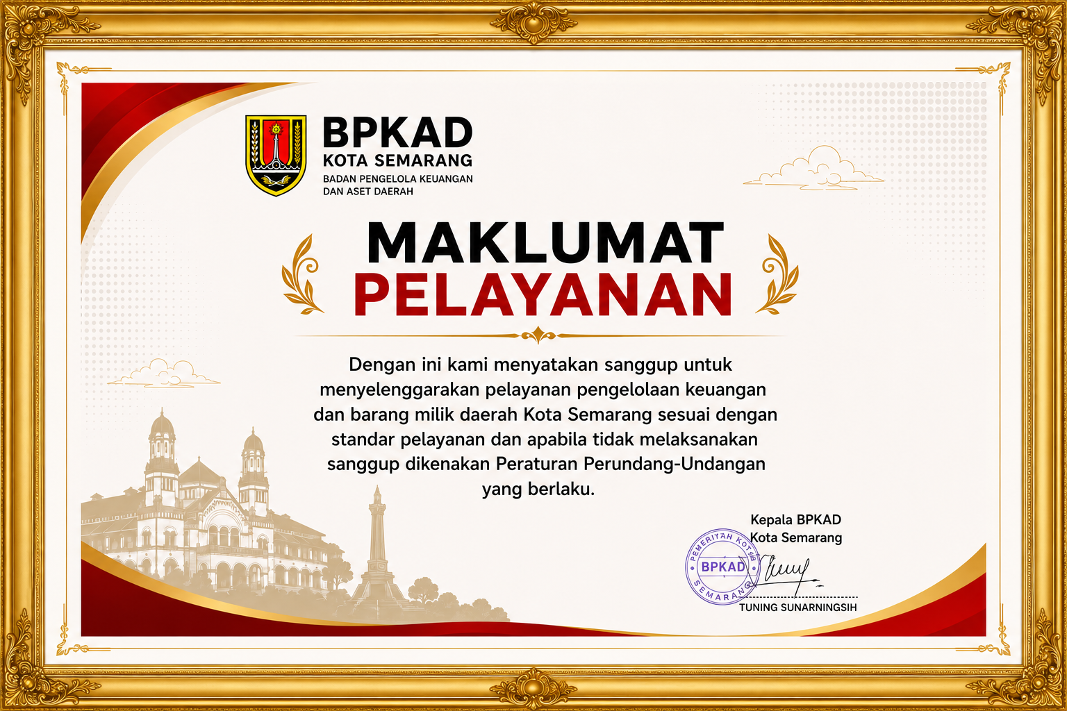 Maklumat Pelayanan BPKAD Kota Semarang